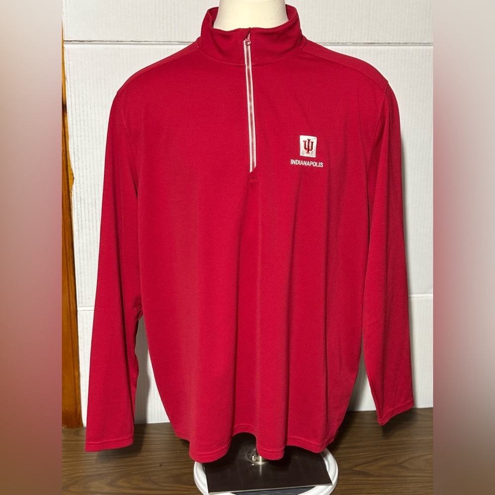 Indiana University 3XL Red Quarter-Zip Pullover CADET COLLAR 32” L 26” P2P